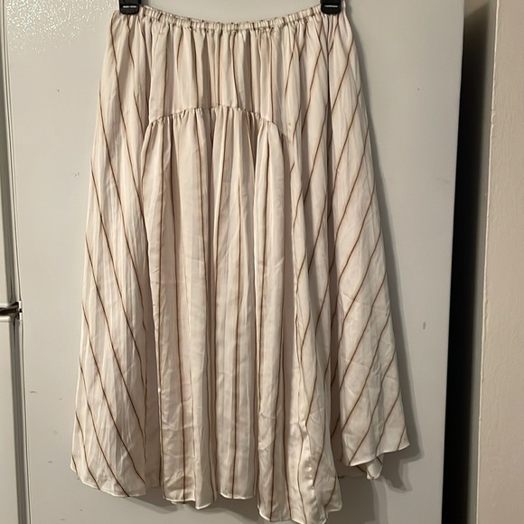 Vince XS Cream and Tan Striped Midi Skirt - Picture 5 of 7